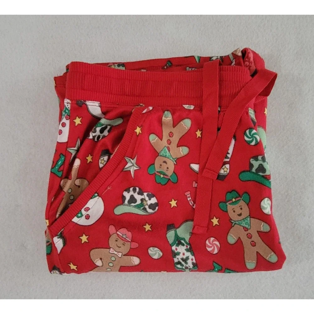 Magical Season Men's Red Gingerbread Christmas Pajama Pants Large NWT